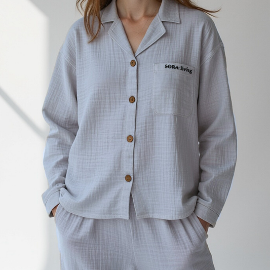 Langarm Musselin Pyjama Oberteil