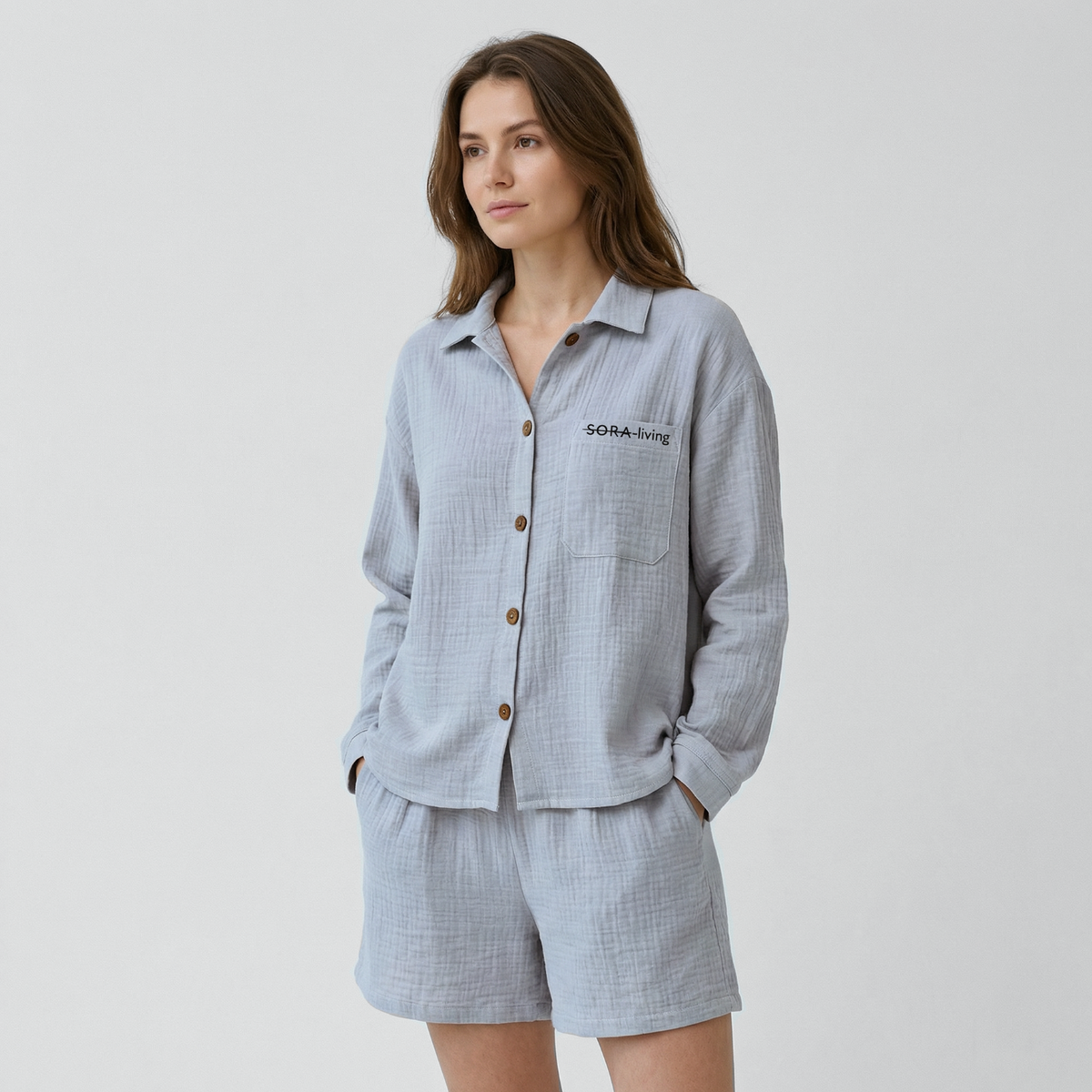 Langarm-Shorts Musselin Pyjama Set 2-Teilig Bundles