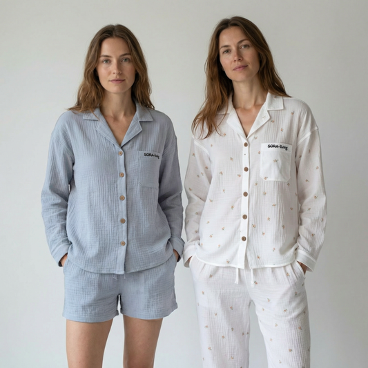 Langarm-Shorts Musselin Pyjama Set 2-Teilig Bundles