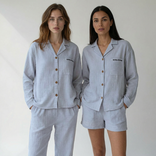 Langarm-Shorts Musselin Pyjama Set 2-Teilig Bundles