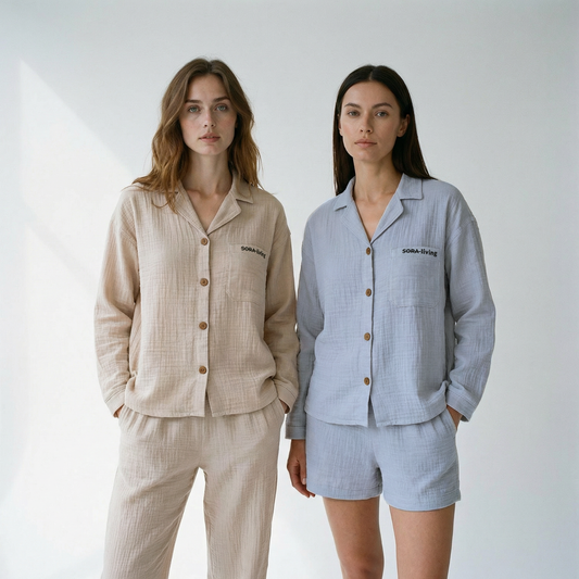 Langarm-Shorts Musselin Pyjama Set 2-Teilig Bundles