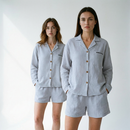 Langarm-Shorts Musselin Pyjama Set 2-Teilig Bundles
